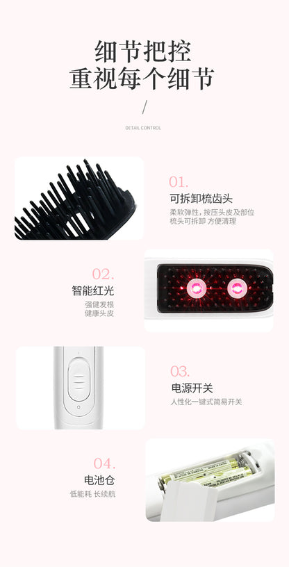 Peine de masaje para el cuero cabelludo, peine antiestático de iones negativos, peine de salud con masaje eléctrico de luz roja