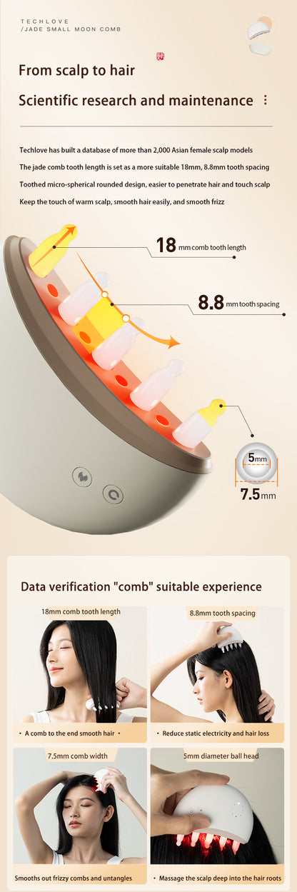 Peine de jade, instrumento de masaje de cabeza, peine eléctrico para el crecimiento del cabello del meridiano del cuero cabelludo, peine de masaje con luz roja