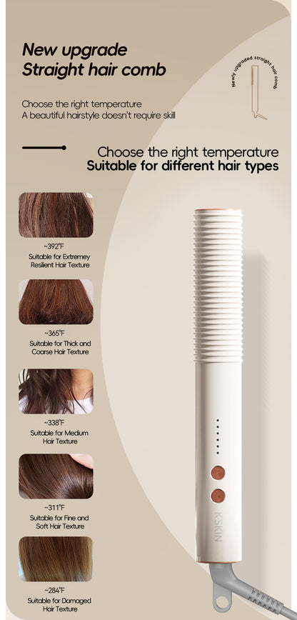 Rizador, peine para cabello liso, ventilador pequeño para alisar y rizar, doble propósito