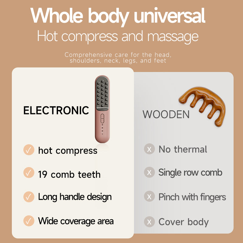 Cepillo eléctrico de meridianos cálido, compresa caliente universal, draga, peine calefactor de meridianos, peine para el cuidado de la salud, instrumento de masaje
