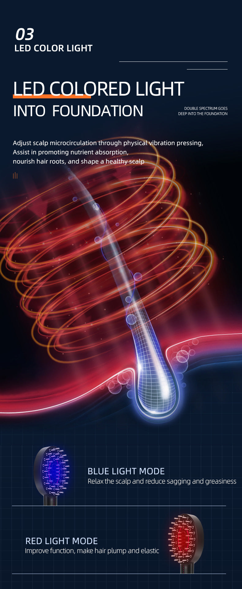 Peine para el crecimiento del cabello con luz roja, peine para el cuidado del cabello, peine de microcorriente para el cuidado del cabello